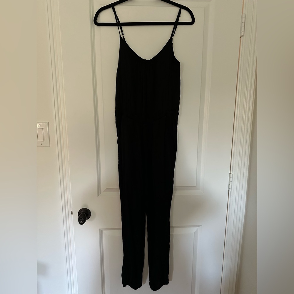 Nation LTD Black Sateen Jumpsuit